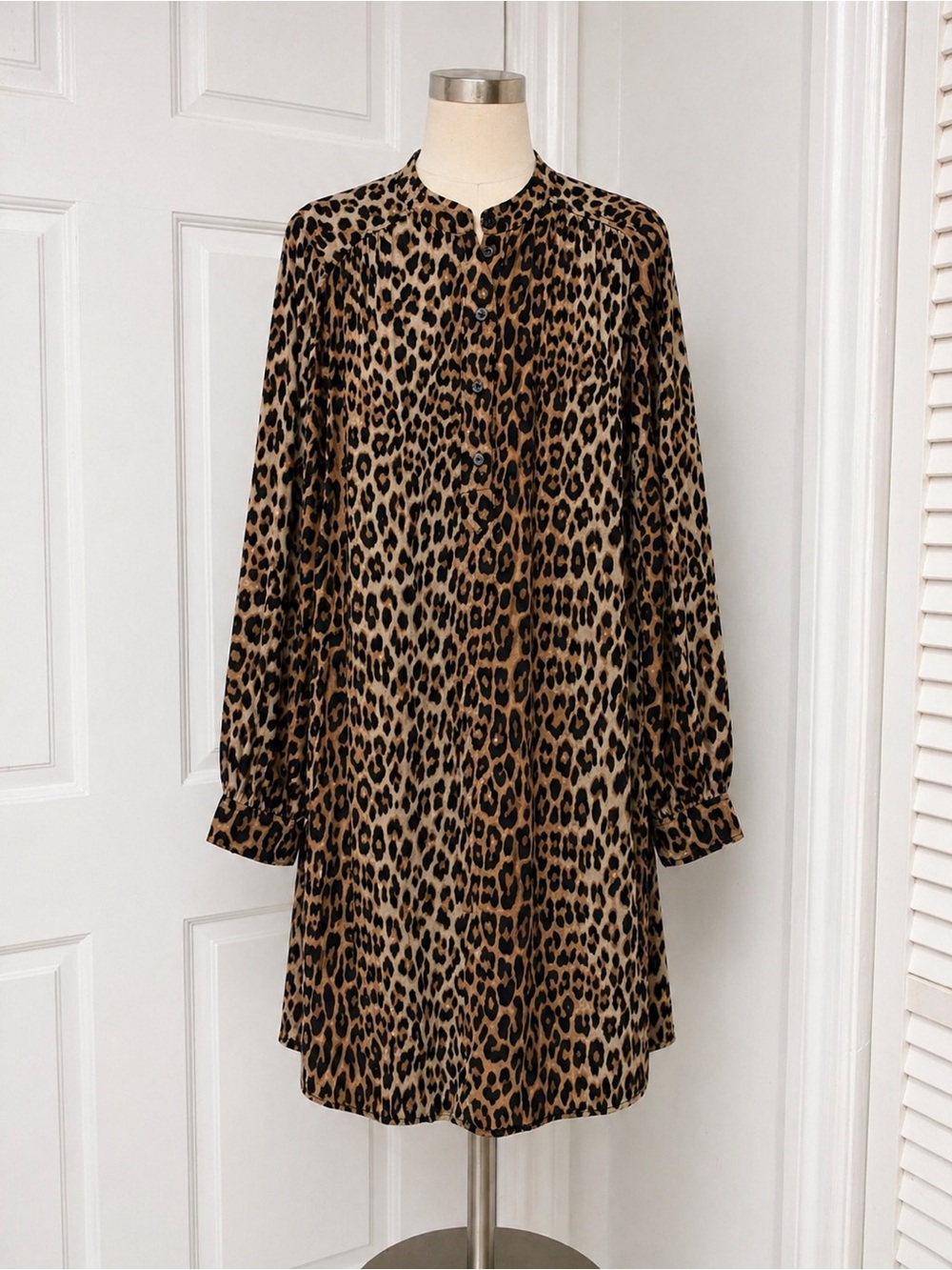 H&M Leopard Print Button-Front Tunic - Brown & Black